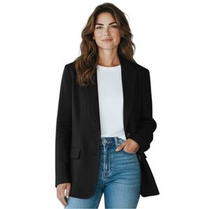 Talbots Black Irish Linen Blazer Size 2P